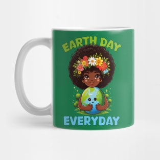 Earth Day Everyday Cute Afro Hair Girl Earth Day 2024 Kids Mug